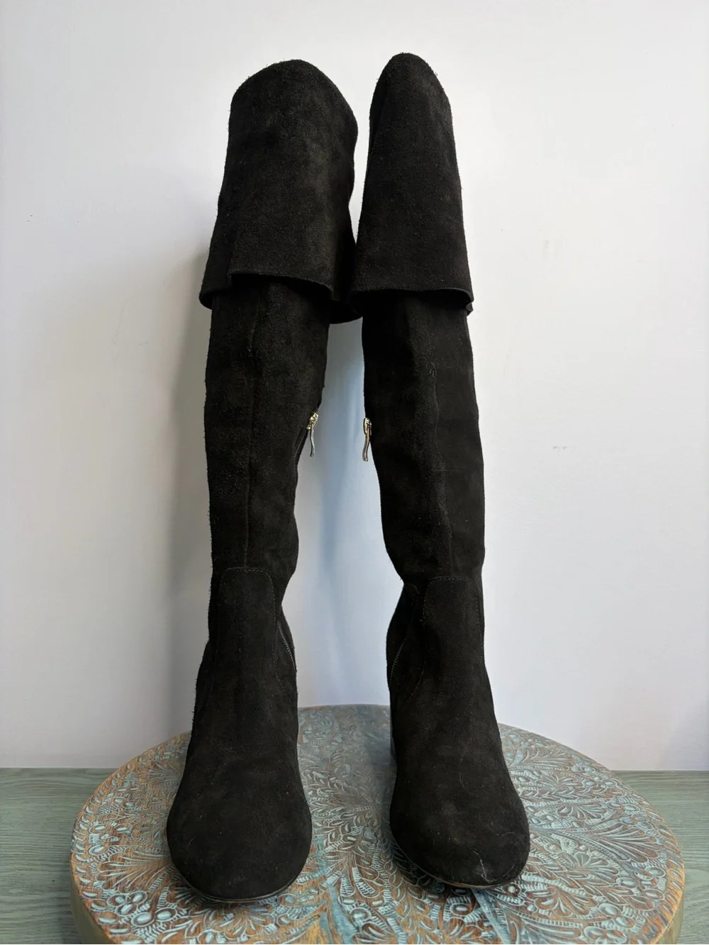 Like New! Anthropologie Matiko Black Suede Over-The-Knee Boots Size 38